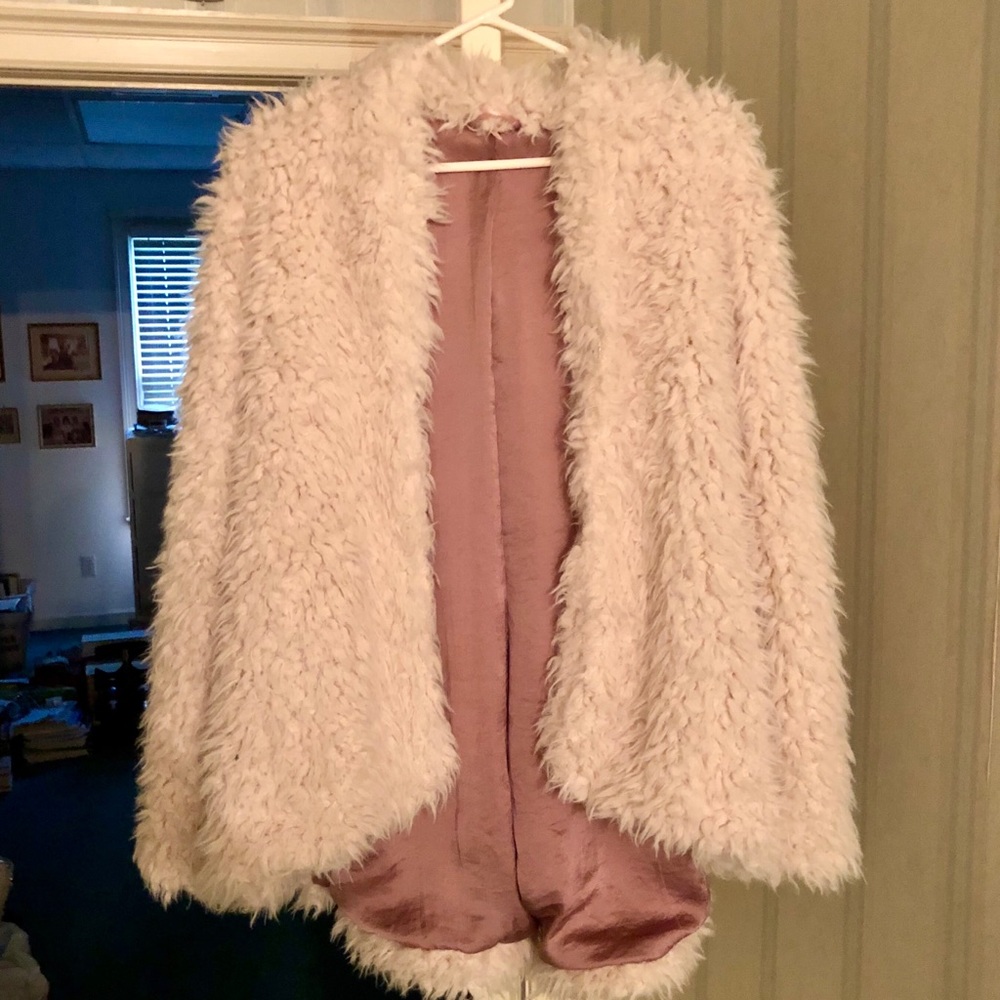 Free People silk-lined Sherpa coat
